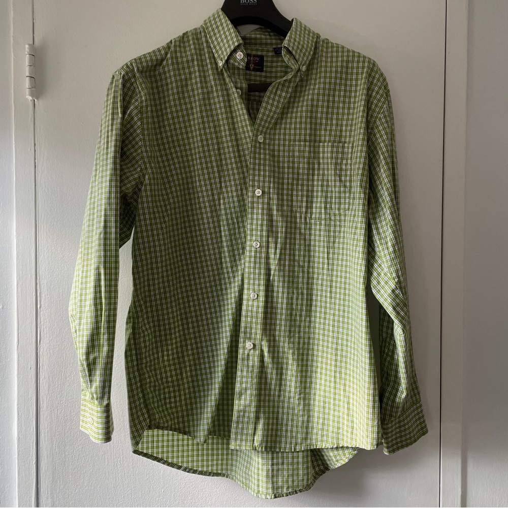Arrow Long Sleeve Button Down Plaid Boyfriend Shirt - Size Large
